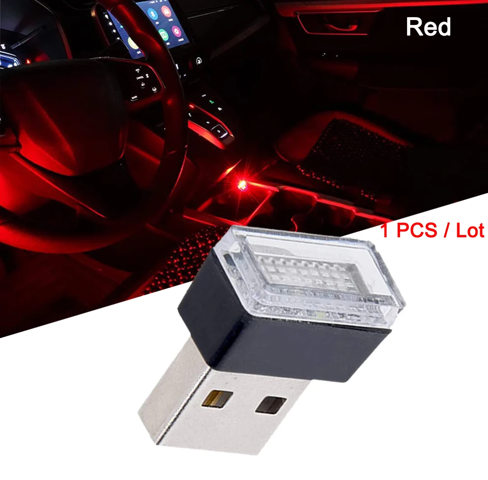 1 Uds Mini USB LED decoración atmósfera bombilla estilo Interior del coche luz ambiental decorativa Universal blanco hielo azul rojo rosa