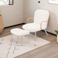 Comanlai современный бархатный стул для отдыха с подставкой для ног, мягкий стул для чтения, кресло со спинкой, стул для дома, гостиной, спальни — изображение 2