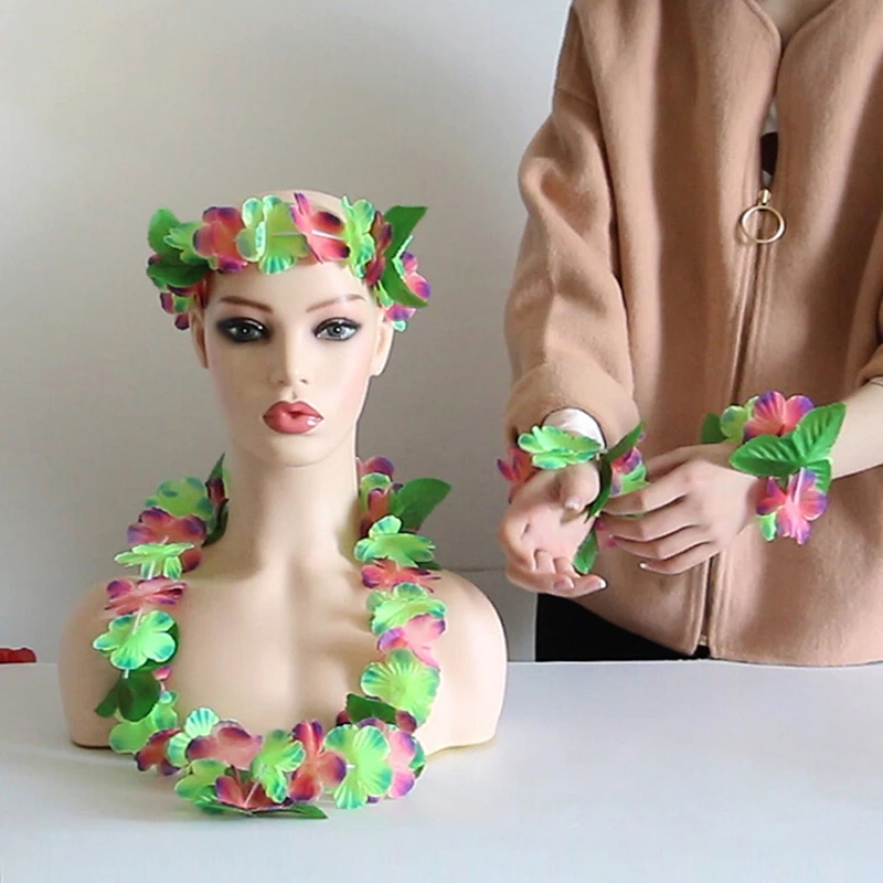 4Pcs/set Hawaiian Flower leis Garland Necklace DIY Decoration Fancy Dress Party
