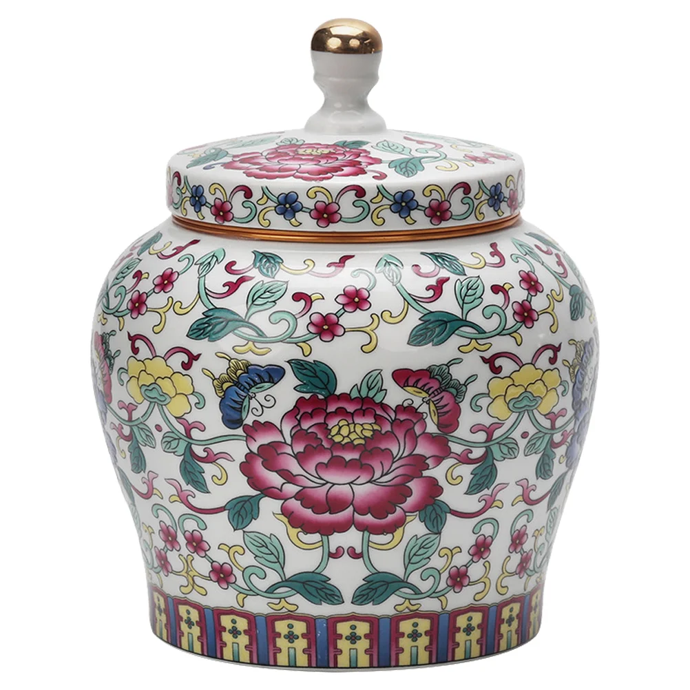 

Ceramic Storage Jar Tea Container Candy Household Canister Home Accessory Chinese Style Ceramics
