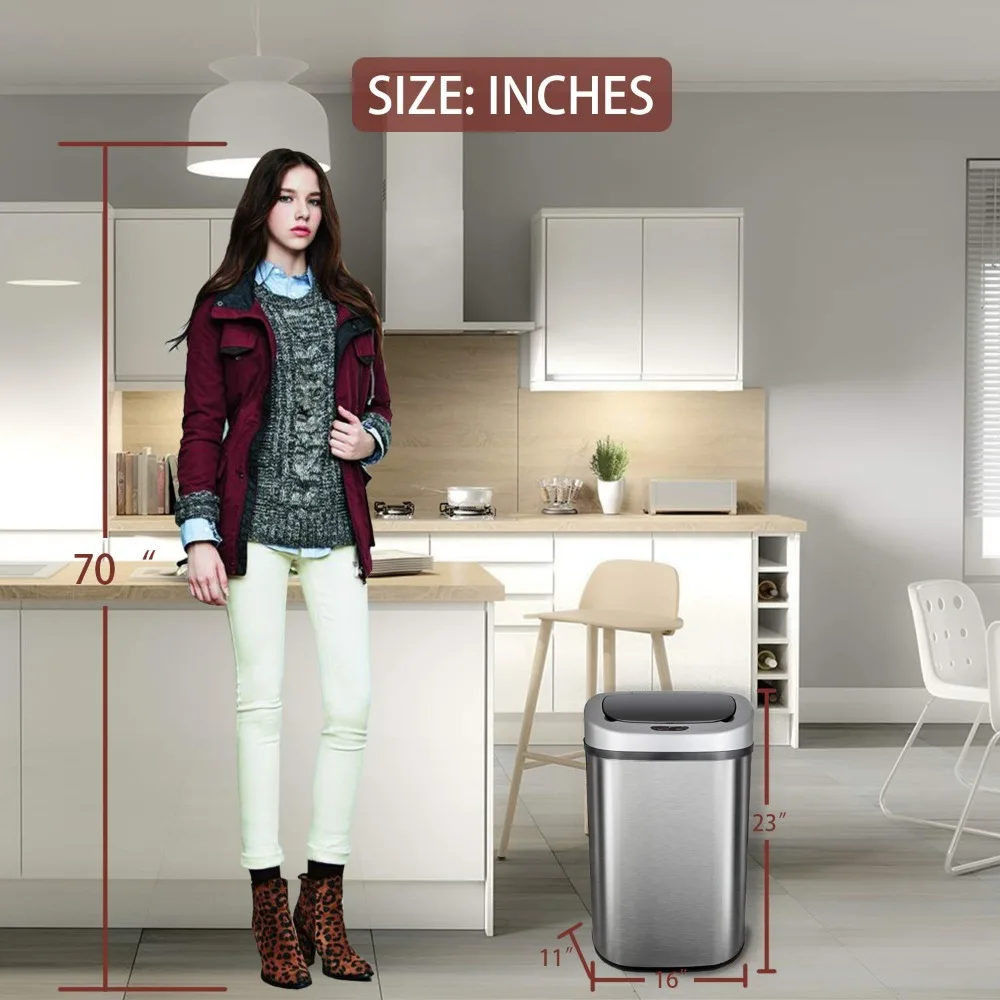 13-Gallon Stainless Steel Automatic Trash Can 6