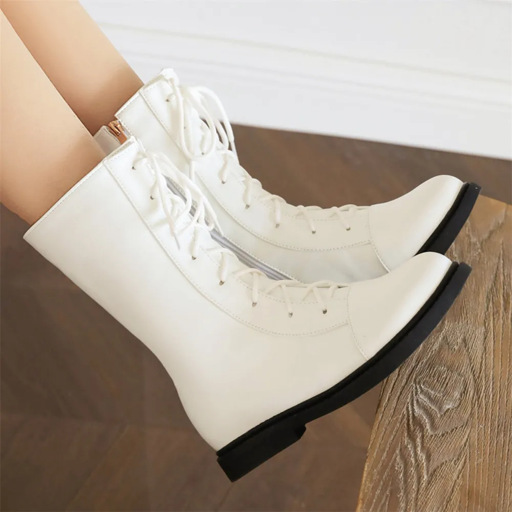 Flat Heel Ankle Boots With Laces No Heel Ankle Boots For Women No