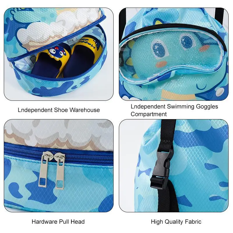 Bolsa de natación impermeable para niños y niñas, bolsa de almacenamiento  de separación húmeda y seca para piscina al aire libre, mochila con boca de  haz - AliExpress