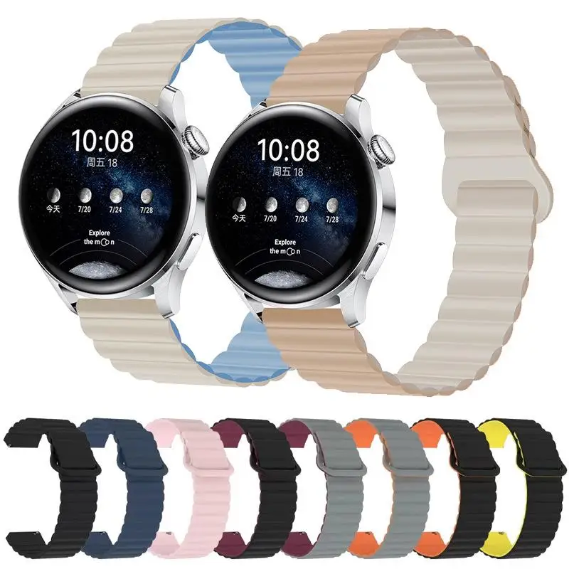 

Silicone strap For Samsung Galaxy watch 3/4/5 Gear S3 Huawei watch GT/2/3 Pro Magnetic buckle adjusting bracelet For Amazfit GTR