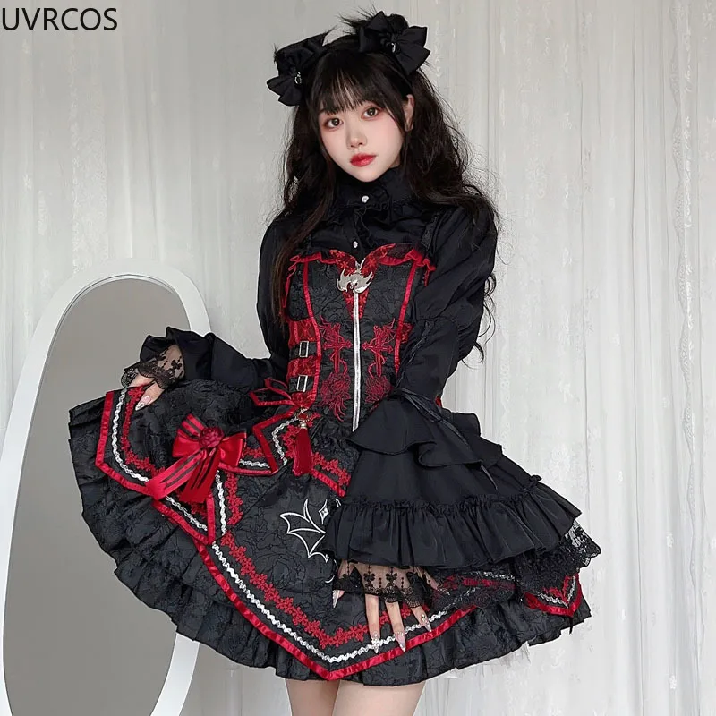 ゴシック Y2k ロリータスタイルシャツ女性かわいいフリル襟
