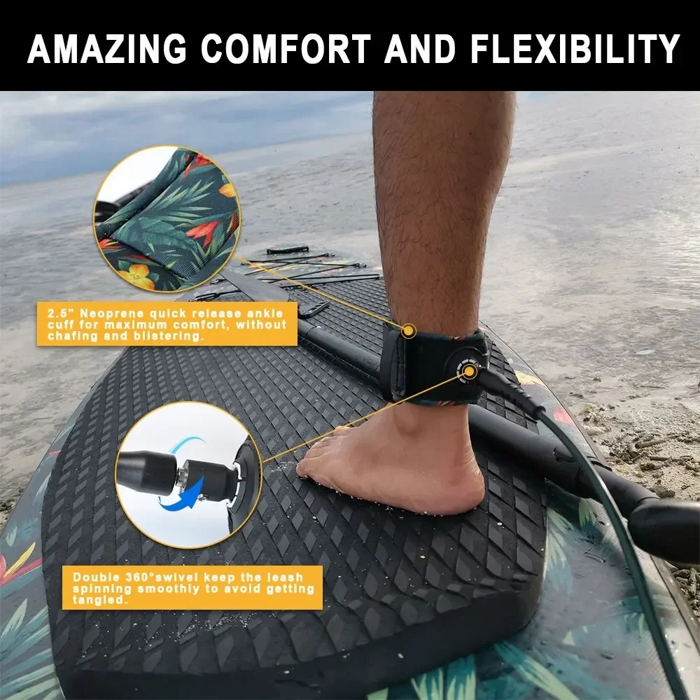 SUP Board Surf Leash 6-10ft Surfboard Leash Surf Leg Rope TPU Stainless Swivels Inflatable Paddle Board Longboard Foot Rope surfboard leash