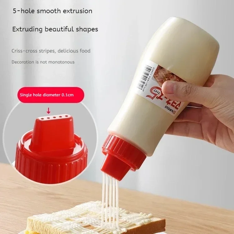Jam Squeeze Bottles Condiment Bottles Home Kitchen Squeezed Bottle Food Grade Plastic Tomato Sauce Salad Sauce Porous Seasoning Tools Cup Body Sticker Cups Tumbler