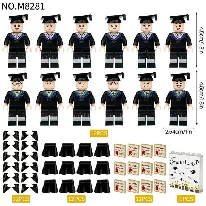 국경 간 도매 M8281 졸업 블록 레nze대학교 졸업식 소형 입자 모자이크 장난감 가방