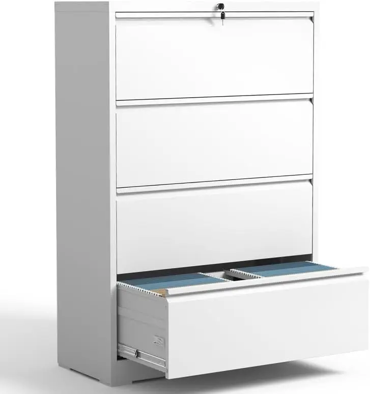 Lateral File Cabinet with Lock, Metal File Cabinets for Home Office Legal File Cabinet with 4 Drawer Storage Cabinet
