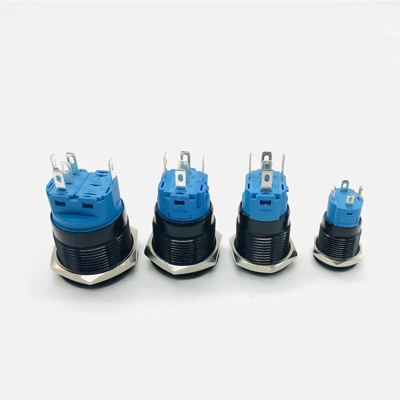 12/16/19/22mm Oxidized Black Waterproof Dustproof metal button switch Self-locking Reset LED Power Switch 3v 5v 6v 12V 24V 220V button switch