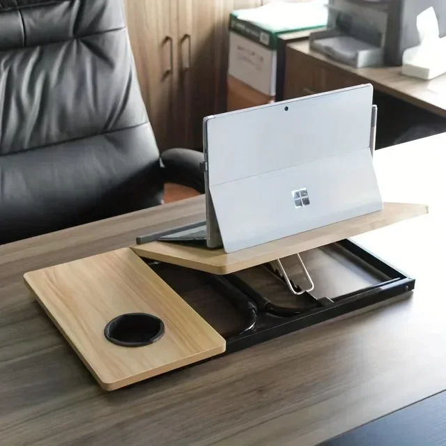 Computer Lazy Desk with Ergonomic Design, Integrated Foldable Table with Adjustable Height, Compact and Practical 4