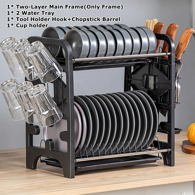 Stainless Steel Dish Storage Racks Detachable Kitchen Organizer Storage