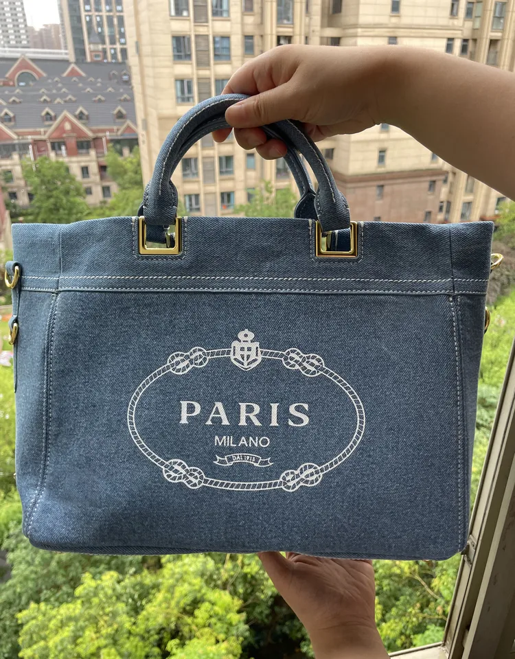 Nessuna marca Borsa tote retrò Borsa a tracolla grande in tela a tracolla per donna
