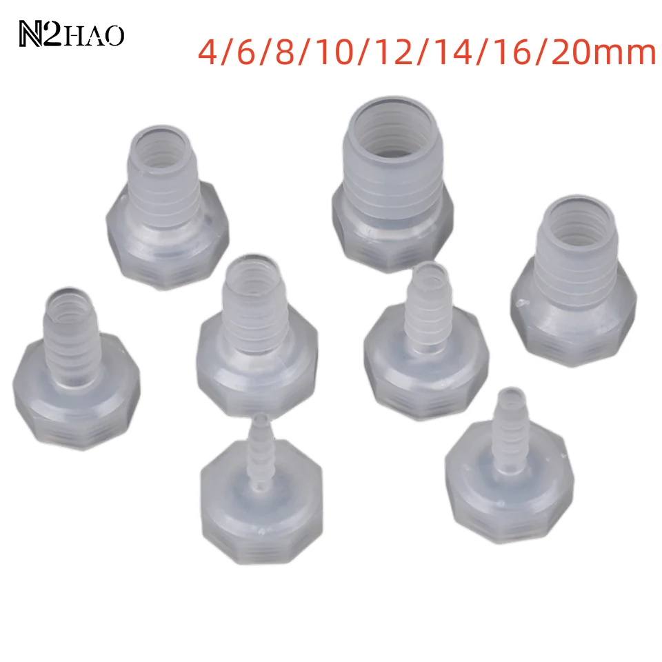 

1pcs 4/6/8/10/12/14/16/20mm To 1/2" Thread Barb Connector Pipe Fittings Water Hose Coupler Pe Plastic Tube Adapter