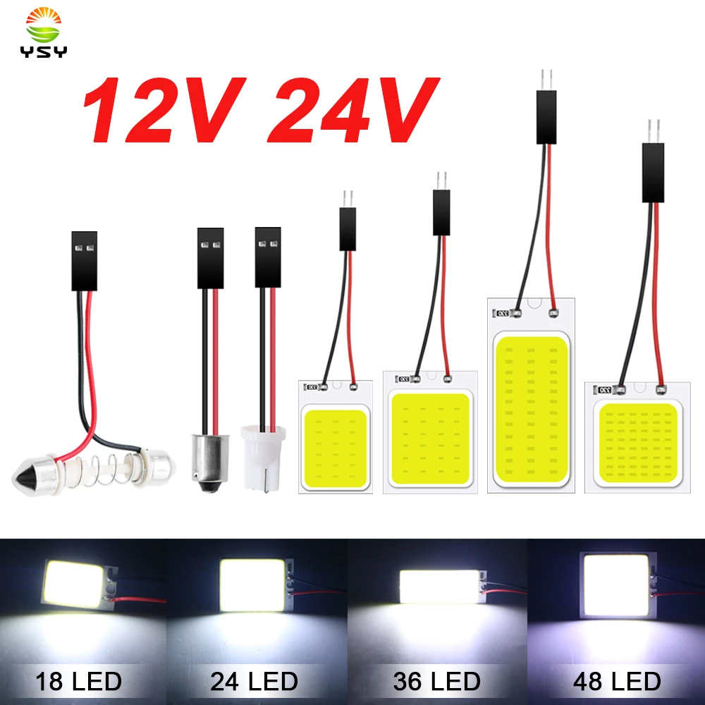 

12V 24V Festoon LED COB Signal Bulbs 31mm 36mm 39mm 41mm C5W 168 Car Interior Reading Lights T10 BA9S Dome License Plate Lamp