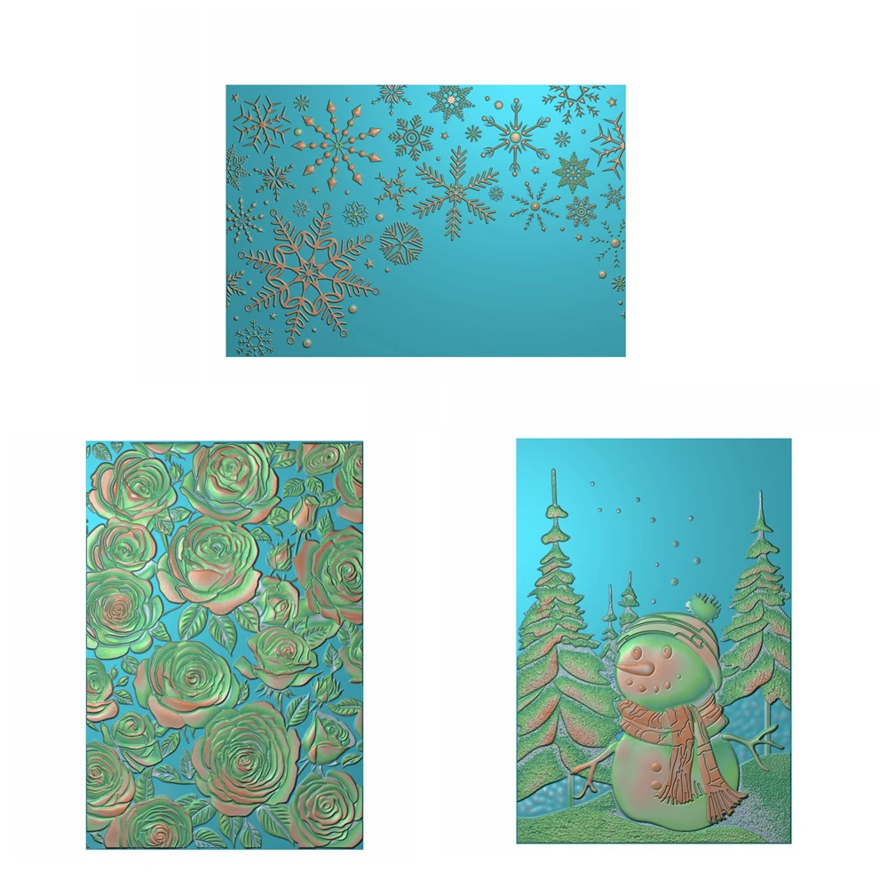 Snowman 3D Embossing Folder Christmas Snowflake Rose Flowers Background Patterns Templates for DIY Scrapbooking Card Making plastic embossing folder embossing folder