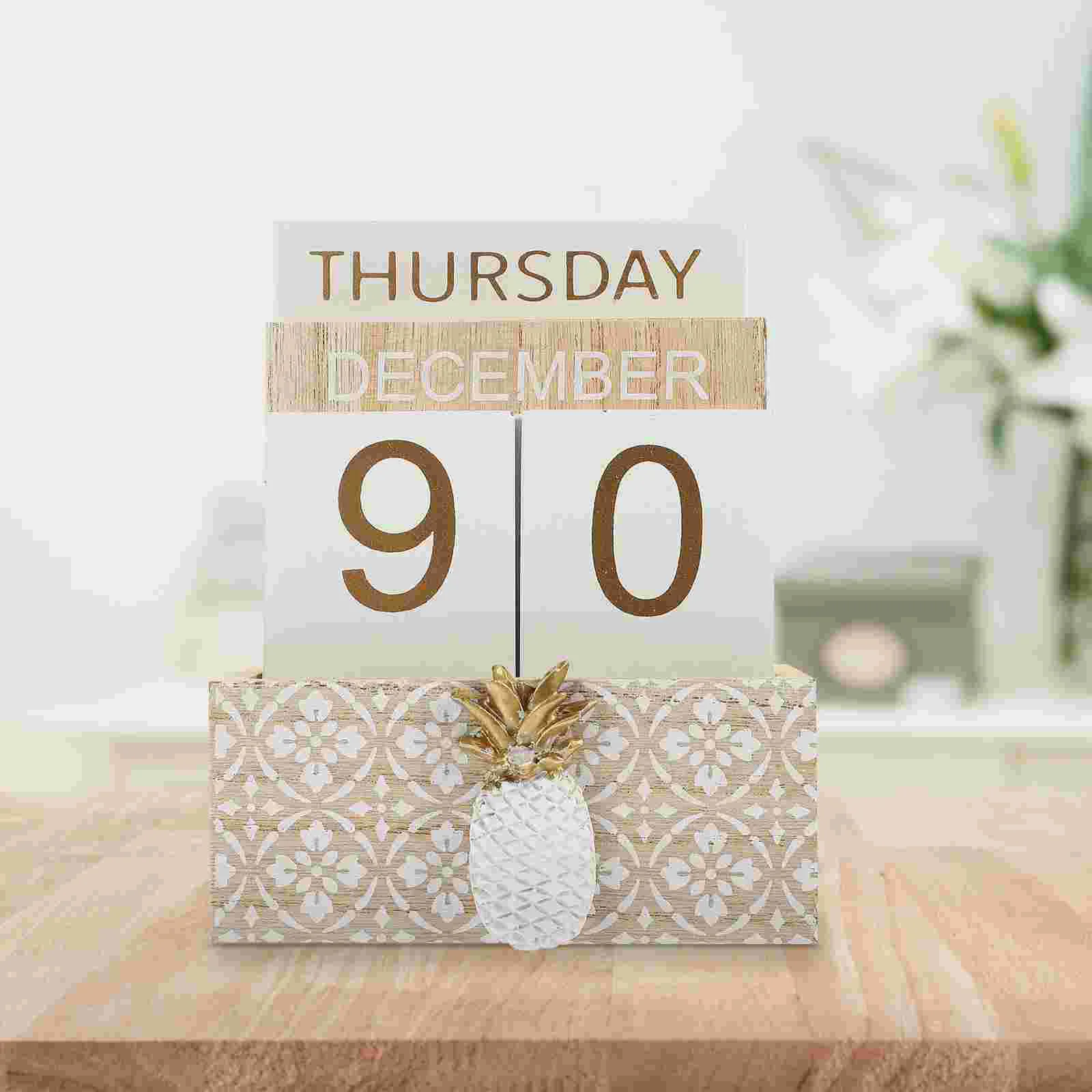 

Vintage Christmas Office Desk Calendars Decor Tabletop Date Blocks Wooden Month