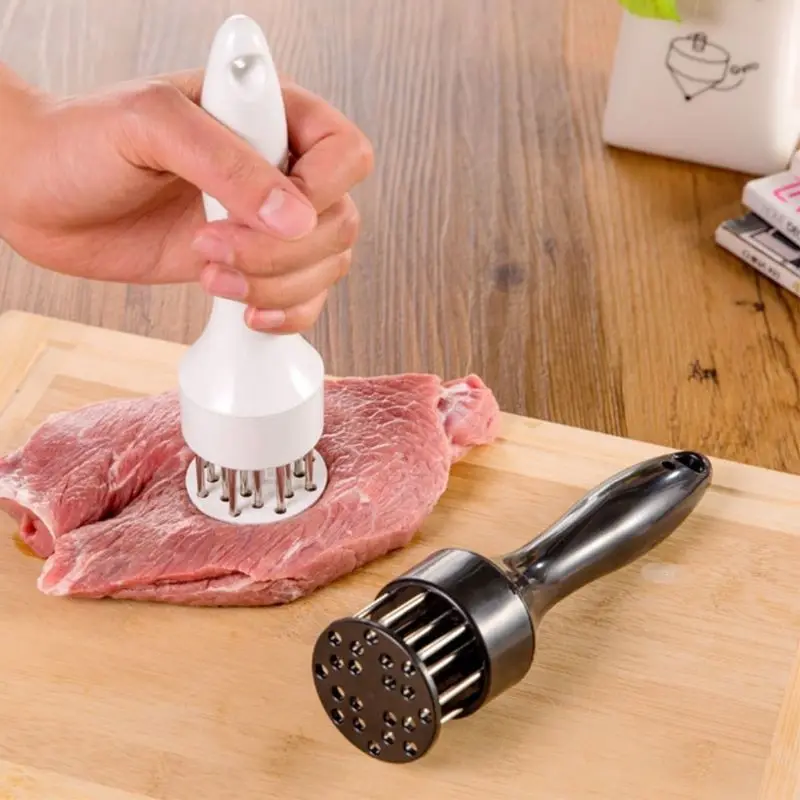 Meat Tenderizer Stainless Steel Meat Looser 16 Needle Automatic Spring Hammer Rib Breaking Perforator Kitchen Gadgets
