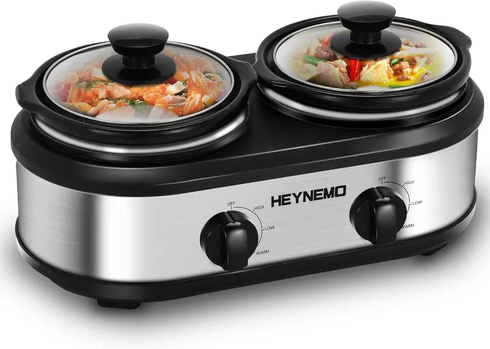 Dual Pot Slow Cooker with Removable Ceramic Pots