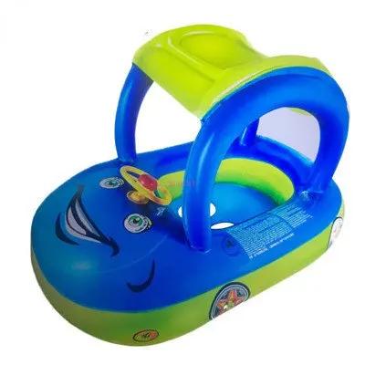 

Inflatable Swimming Float Rings Baby Swim Ring with Sunshade Steering Wheel Floating Baby Seat Safety Swimming Trainer Pool