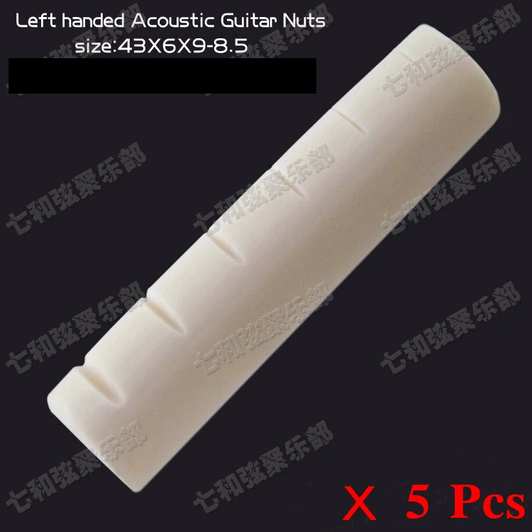

5 pcs Left handed Bone Nut for Acoustic folk Guitar,Backhand Acoustic Guitar Nut 43 x 6 x 9-8.5mm