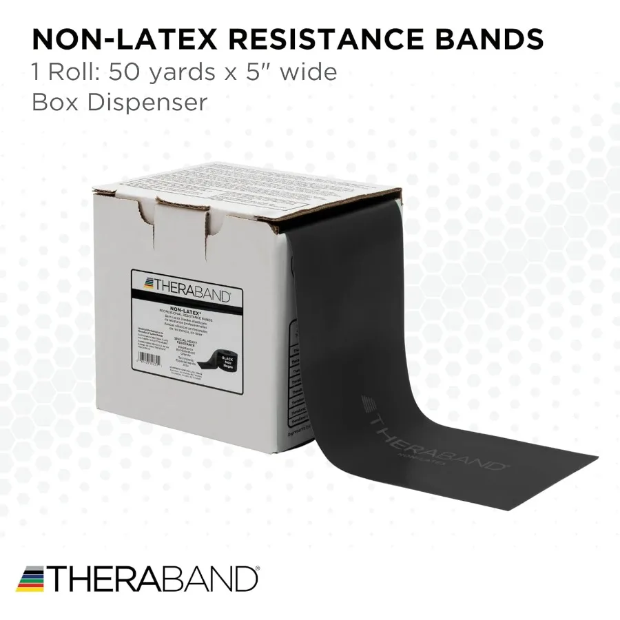 Resistance Band, Black, Special Heavy, 50-Yard Roll, Latex Elastic Band for Exercise