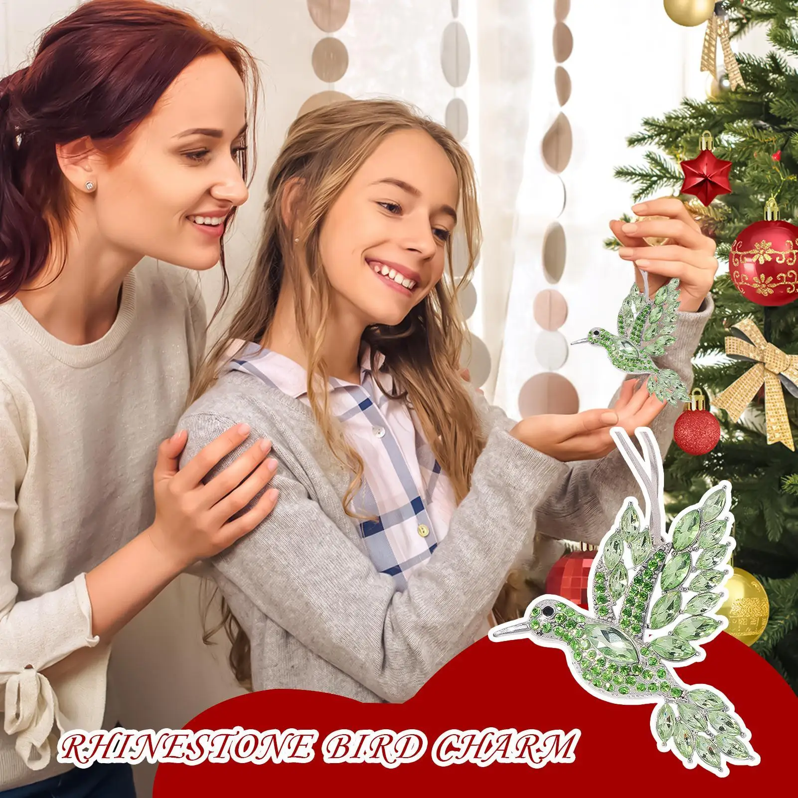 Bird Ornaments For Christmas Tree Rhinestone Bird Pendant Decor Festival Window Charm For Birthday Window Mom Women Grandma