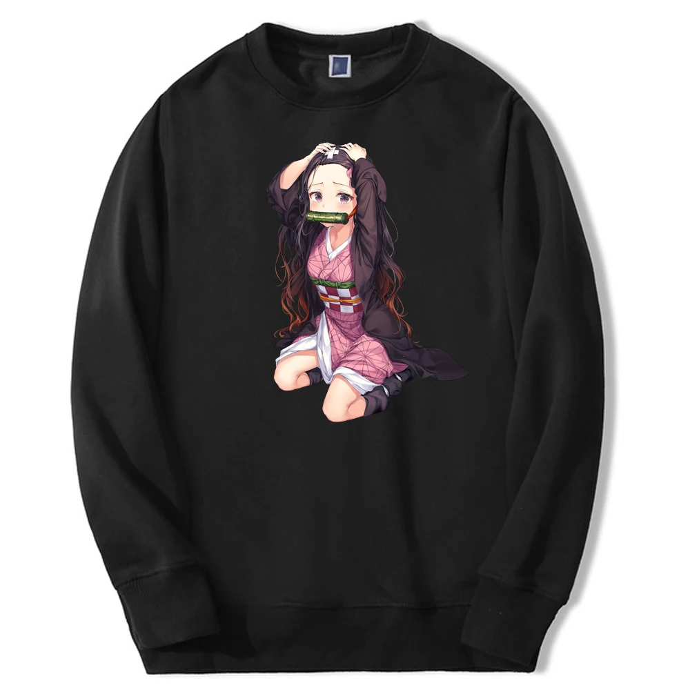 

Demon Slayer Cute Anime Nezuko 2024 Autumn Winter Male Fleece Loose Sweatshirts Hoodies Oversized Warm Streetwear Man Casual Top