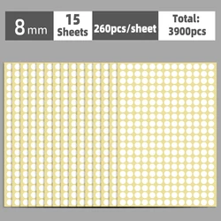 Colorful Multi-Size Self-Adhesive Dot Label Stickers - 15 Sheets for Versatile Organization and Decoration (White)