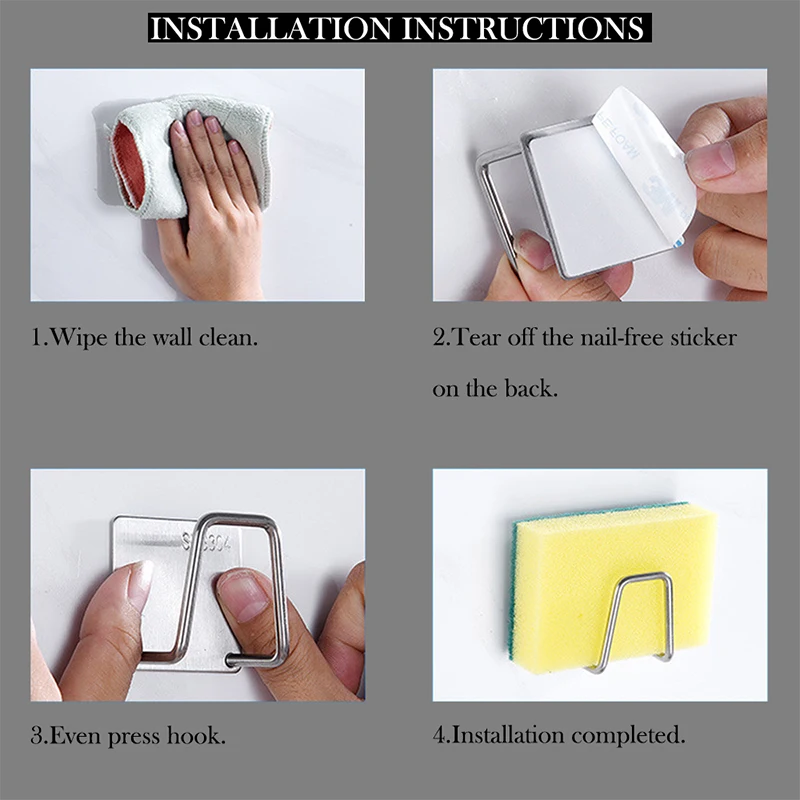 Description Picture 6 of itemKitchen stainless steel wall mounted storage rack sink cover steel wire ball cover storage rack sponge drainage rack