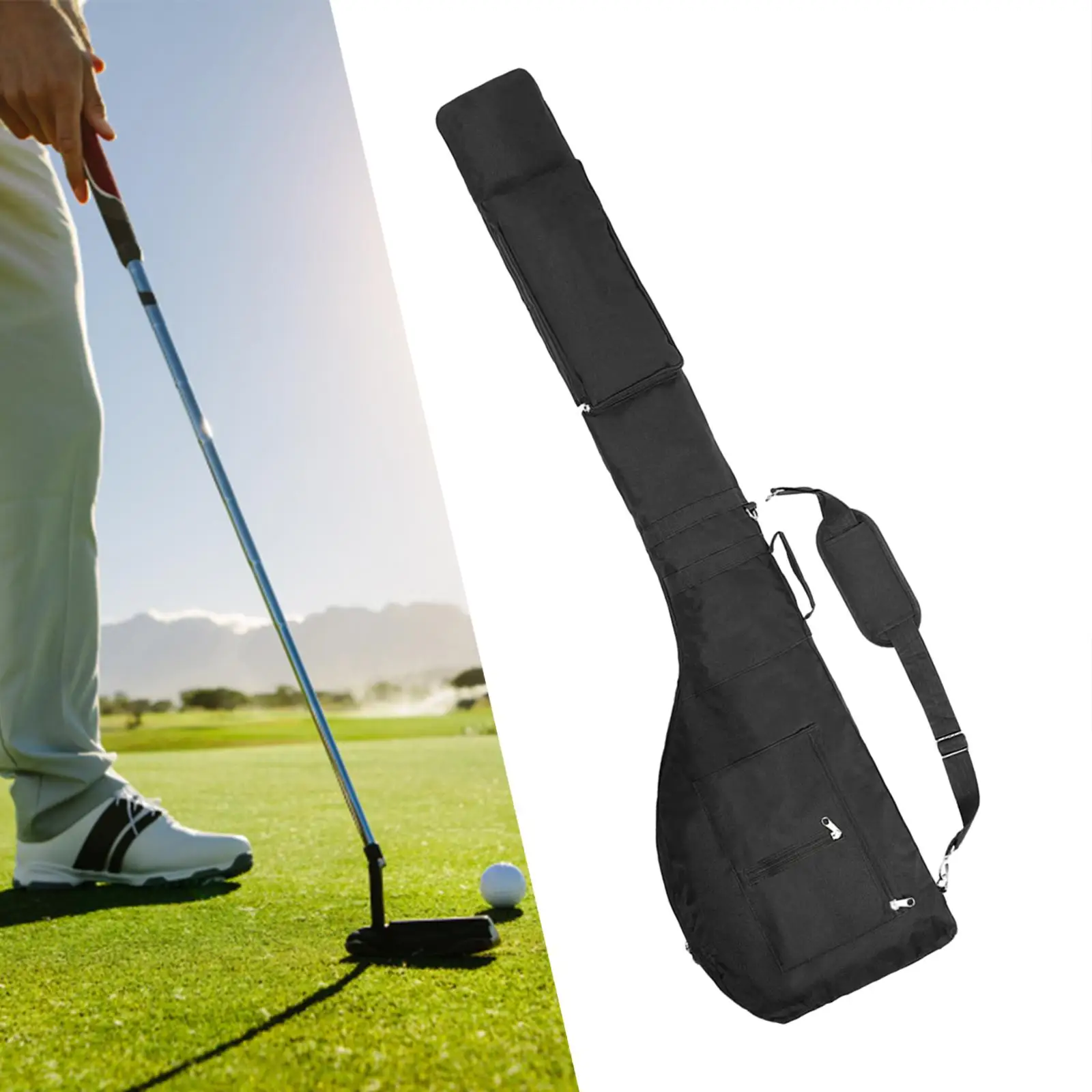 Golf Club Bag Waterproof for Women Men Golf Training Lightweight Zipper Pouch Foldable Padded Strap Outdoor Sport Golf Carry Bag