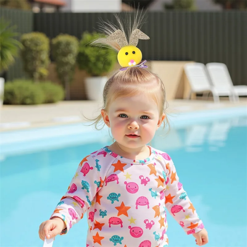 alt="A set of adorable plush bunny hair ties and headbands, soft and cute.