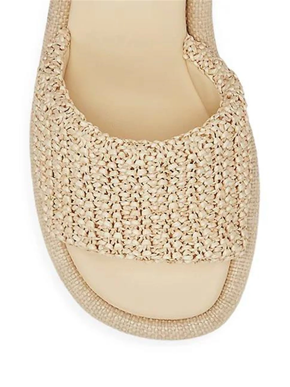 Women's Shoes Pale Yellow Raffia Slides Beige Brand Vipol 9992307102052