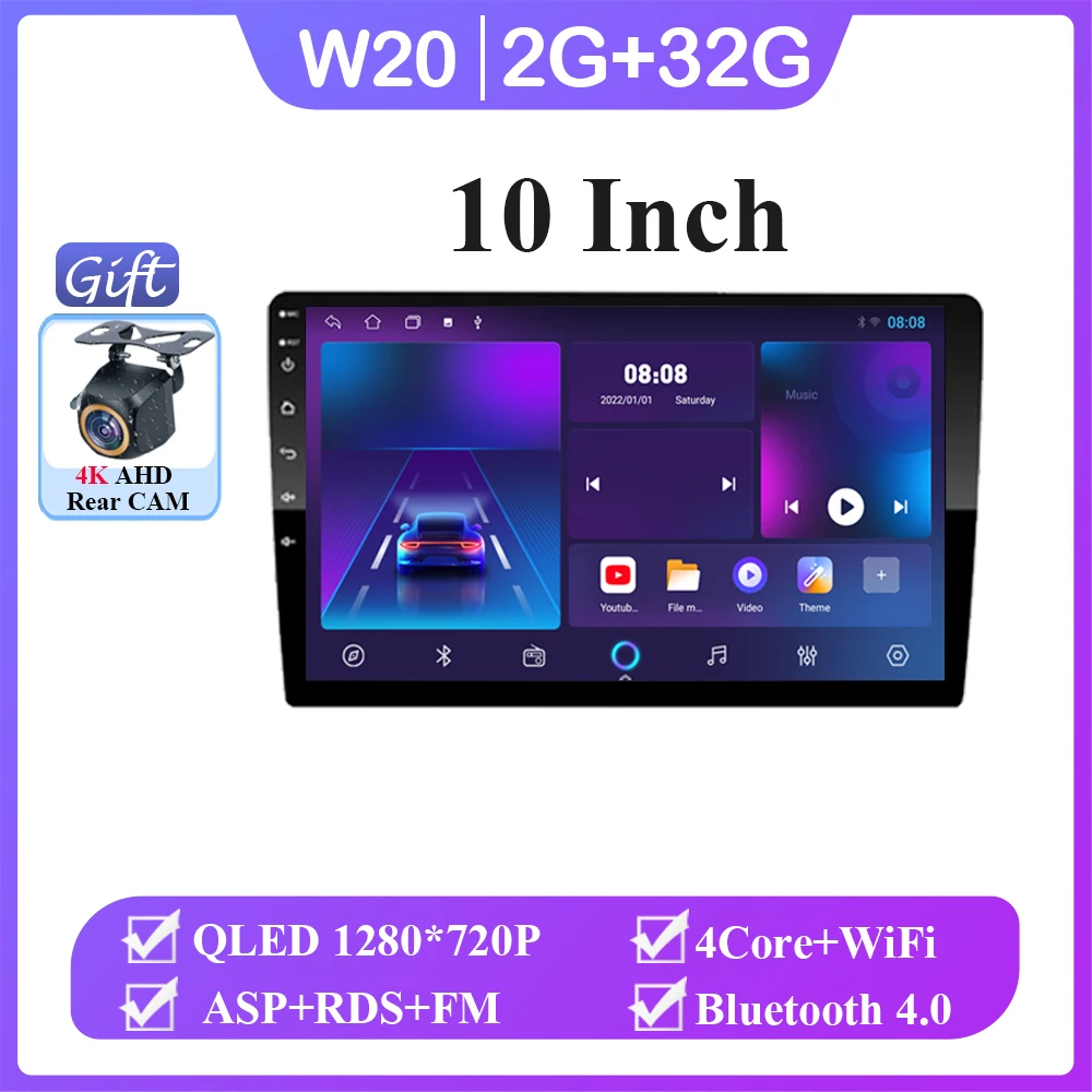 thumbnail image 1 of Radio para coche Android 14 CarPlay Android Auto GPS reproductor multimedia 2 DIN universal 9/10 pulgadas Estéreo para coche Reproductor WiFi Pantalla QLED BT, 1 of 5