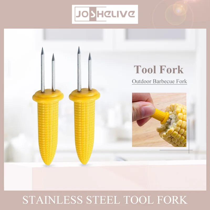 Stainless Steel Corn Fork BBQ Fork Corn On The Cob Ham BBQ Fruit Home Kitchen Cooking Party Camping Tools