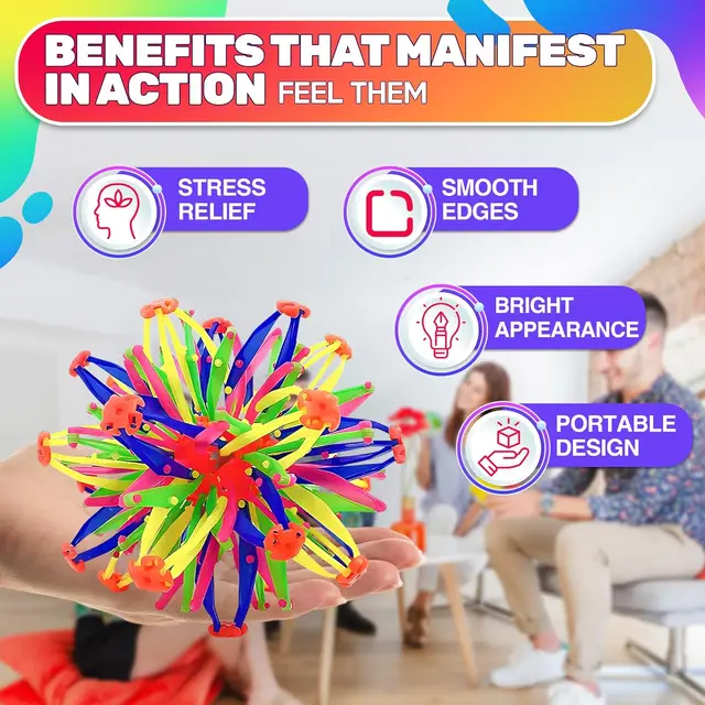 Expandable Breathing Ball Magic Toy Expanding Collapsible Ball Sphere Ball Stress Reliever Fidget Toy for Yoga Anxiety Autistic 5
