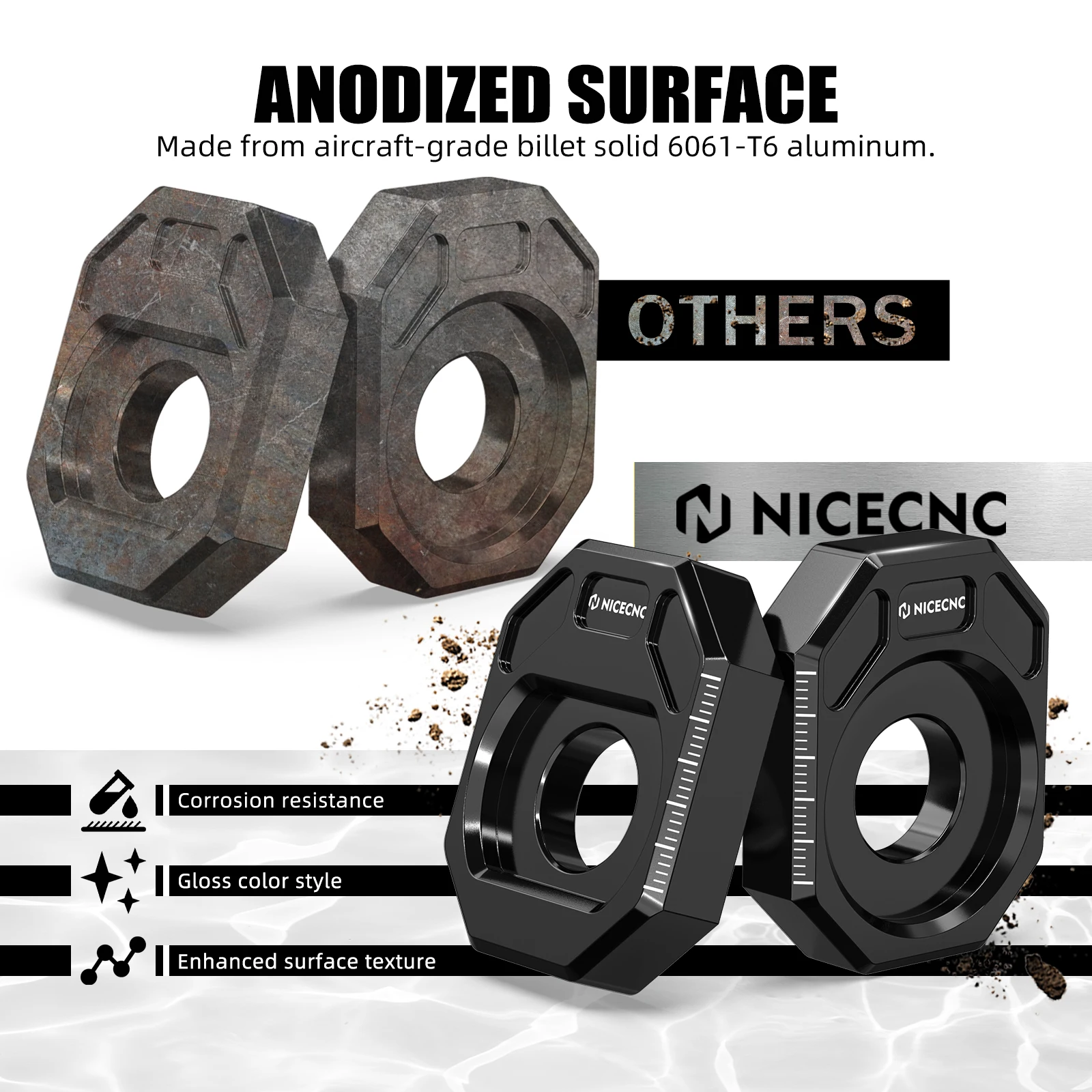 NICECNC Motorrad-Hinterachsblöcke, Kettenspannungseinsteller-Set für KTM 390 Adventure R 2025 390 Duke 390 Enduro R390 SMC R – Detail 9