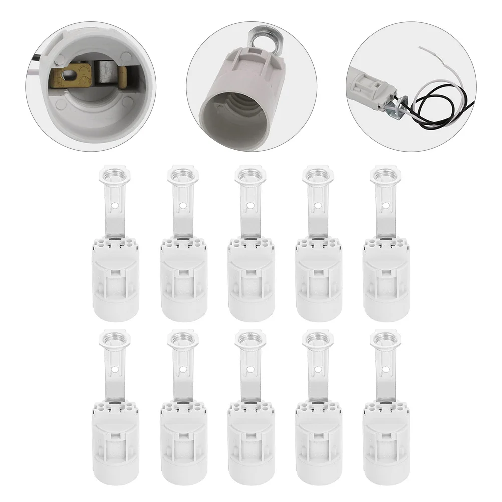 

10 Pcs Hose Lamp Holder Light Bulbs Plastic Socket Screw Replacement Zinc Alloy E14 Base Wall