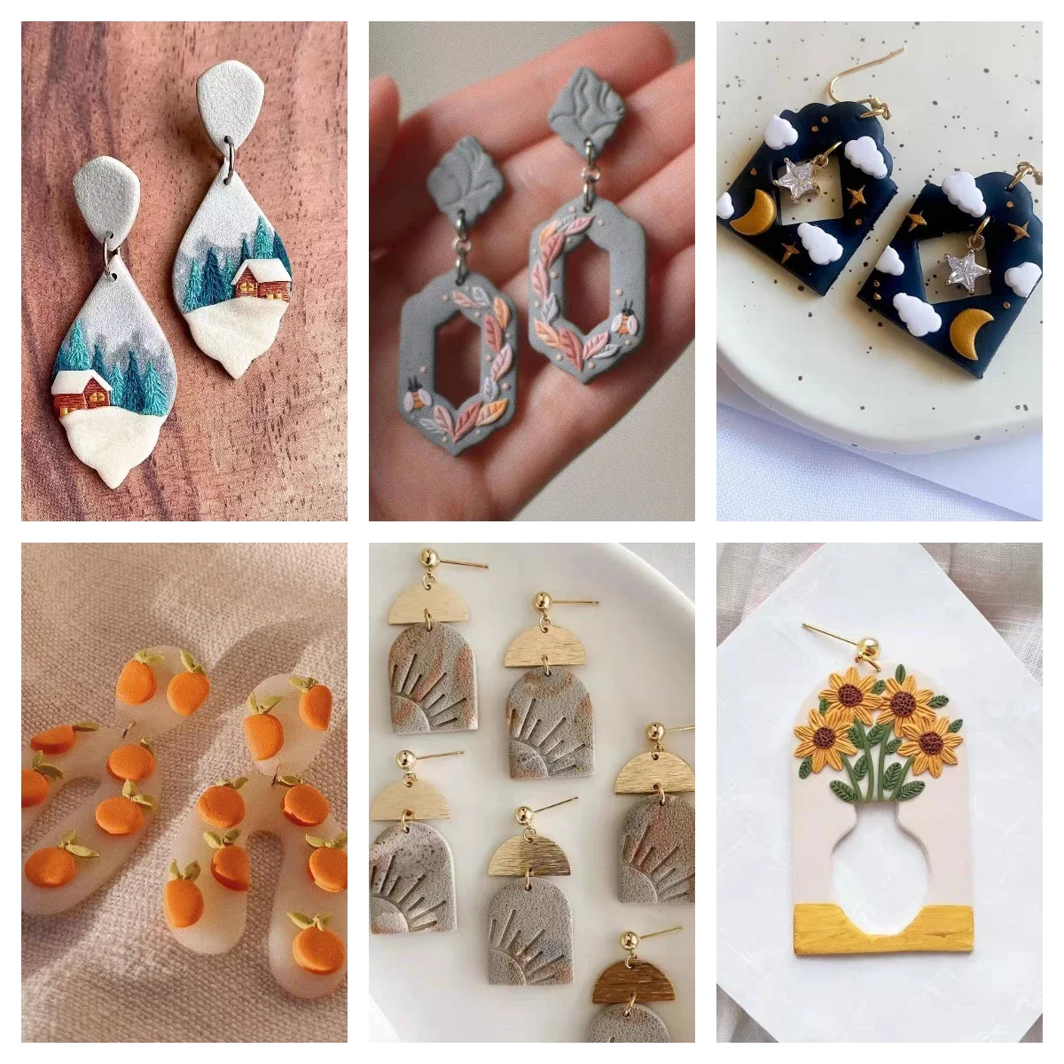 Geometric Shaped Polymer Clay Cutters Soft Ceramic Clay Molds DIY Handmade Earring Jewelry Pendant Cutting Mold Making Tools