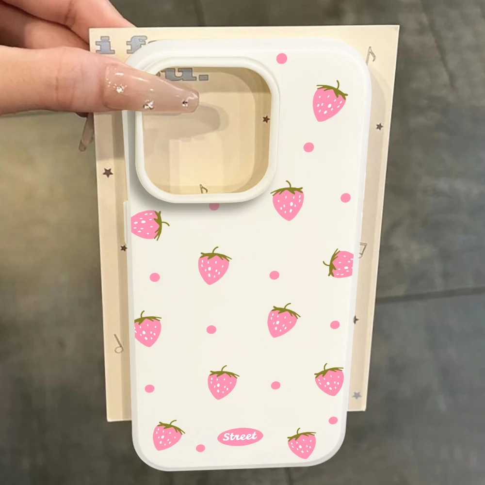 Sweet Pink Strawberry Pattern Color Phone Case Cover
