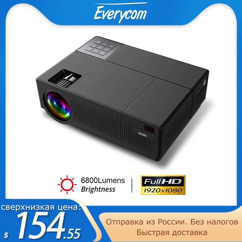 

Everycom M9 CL770 Native 1080P Full HD 4K Projector LED Multimedia System Beamer 6800 Lumens Auto Keystone Home Cinema Speaker*2
