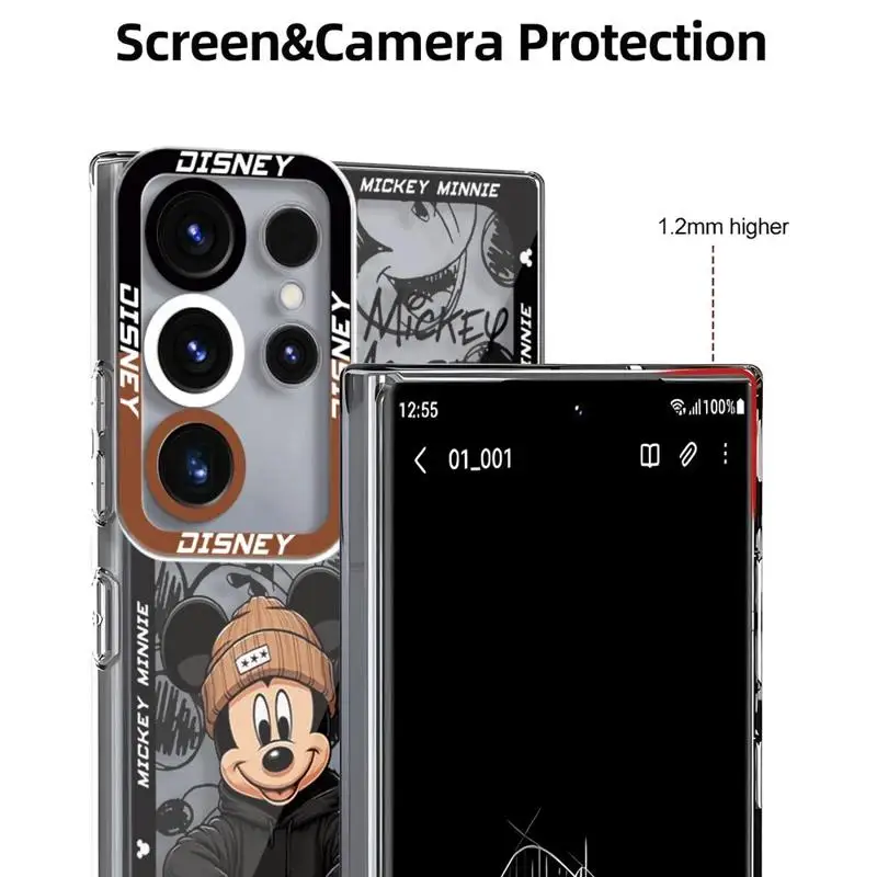 Transparent case made of PC+TPU highlighting anti-scratch and non-slip features.