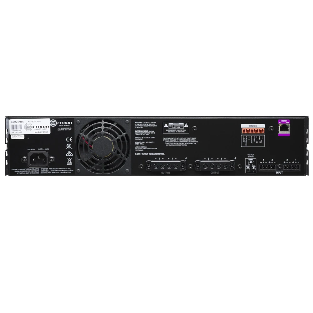 Crown CDi 4 | 300 파워 앰프, 드라이브 코어, 네트워크 제어 및 모니터링, 다이렉트 드라이브, 70V 또는 100V RMS 출력, DSP
