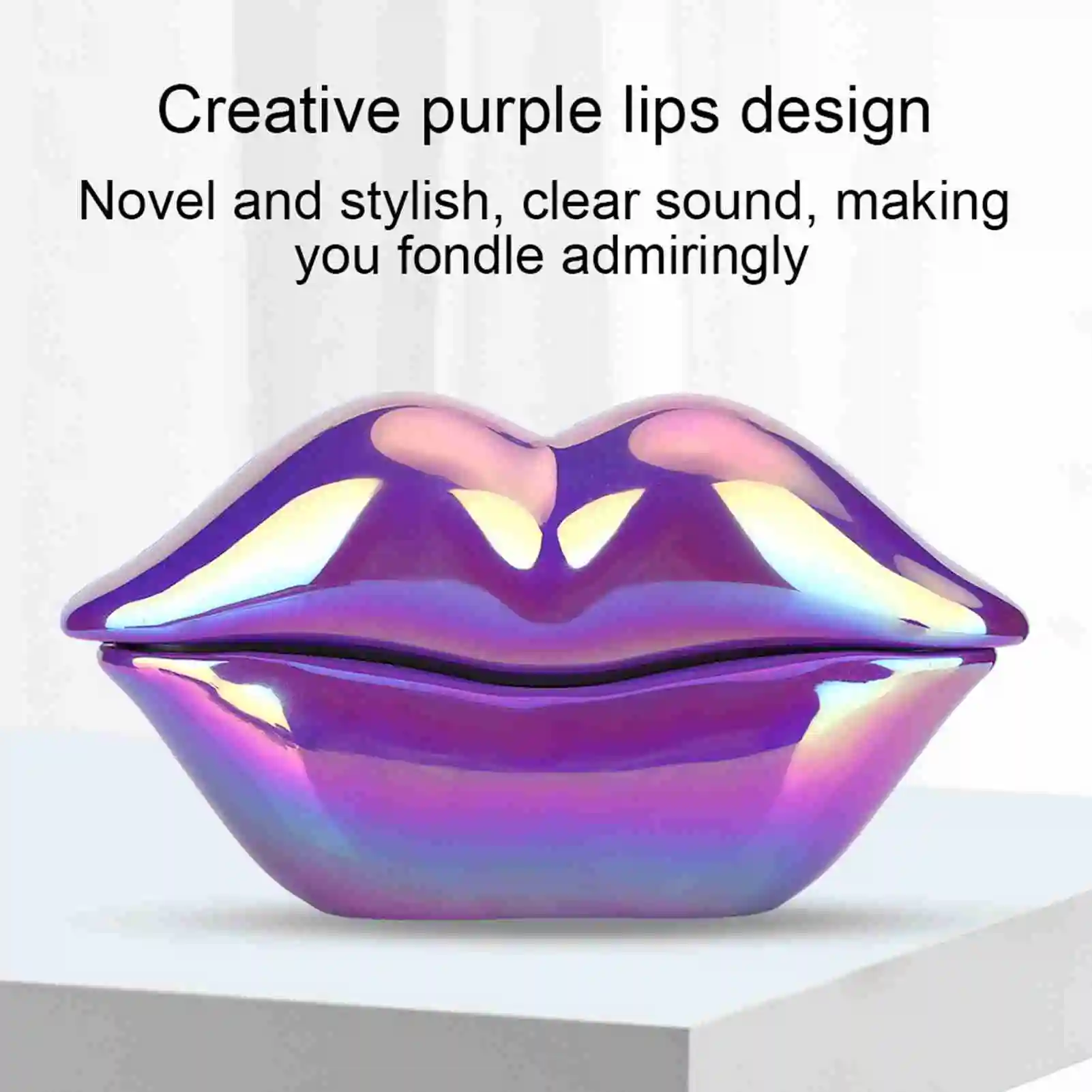 【New】Creative Purple Lips Telephone Electroplate Desktop Landline Phone for Home  Desk Landline Phone