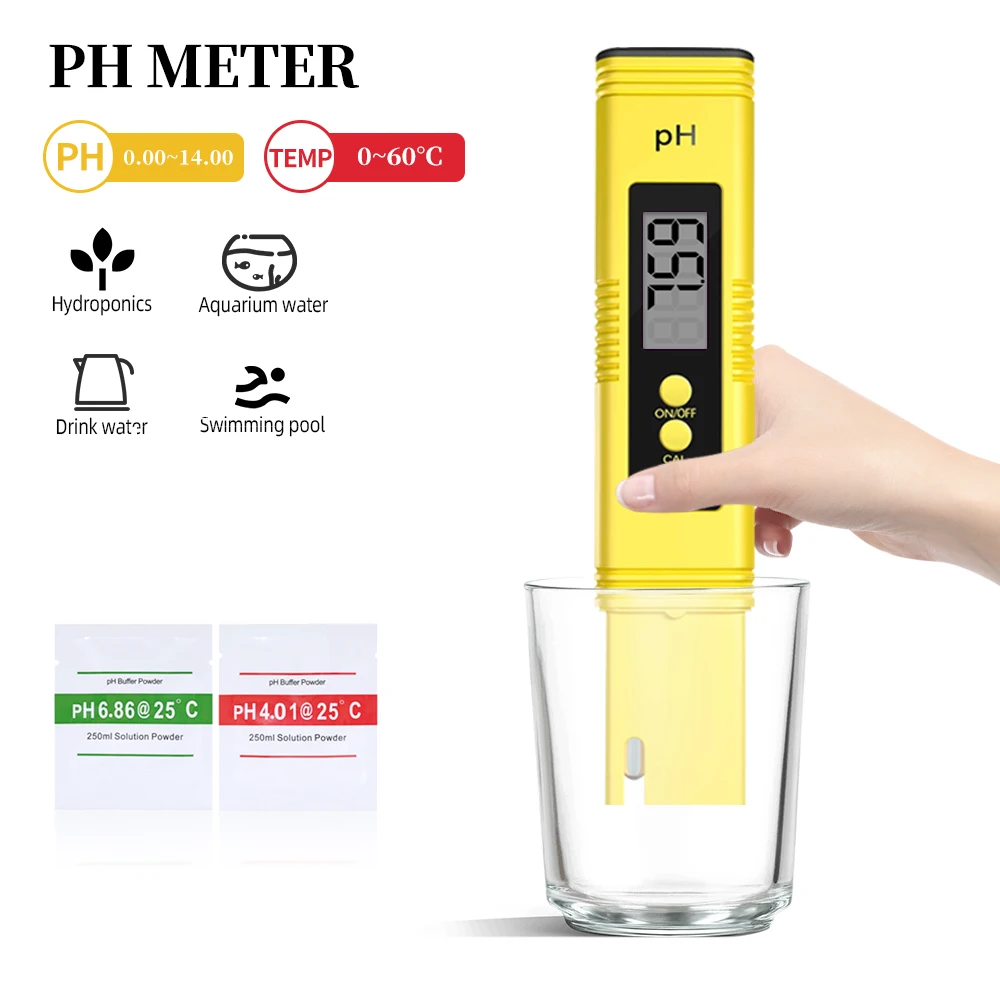 

Digital Water Tester Tds Ec PH Meter High Precision Pen Type PH 0-14 Range for Hydroponics Household Drinking Pool Aquarium