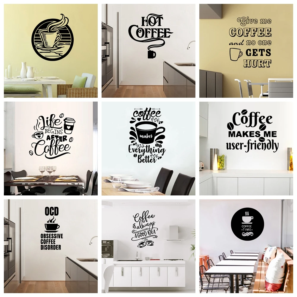 

Large Coffee Phrase Wall Decals Vinyl Sticker For Kitchen Room Decal Decor Coffee Room Quote Wall Stickers Mural