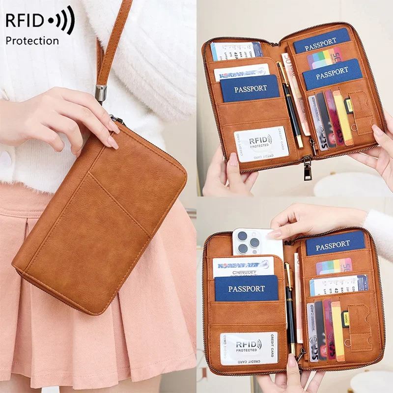 Multi-Function RFID Blocking Passport Wallet Zip-Up Protective Case For Travel Documents And Finances New Arrival Cross-Border