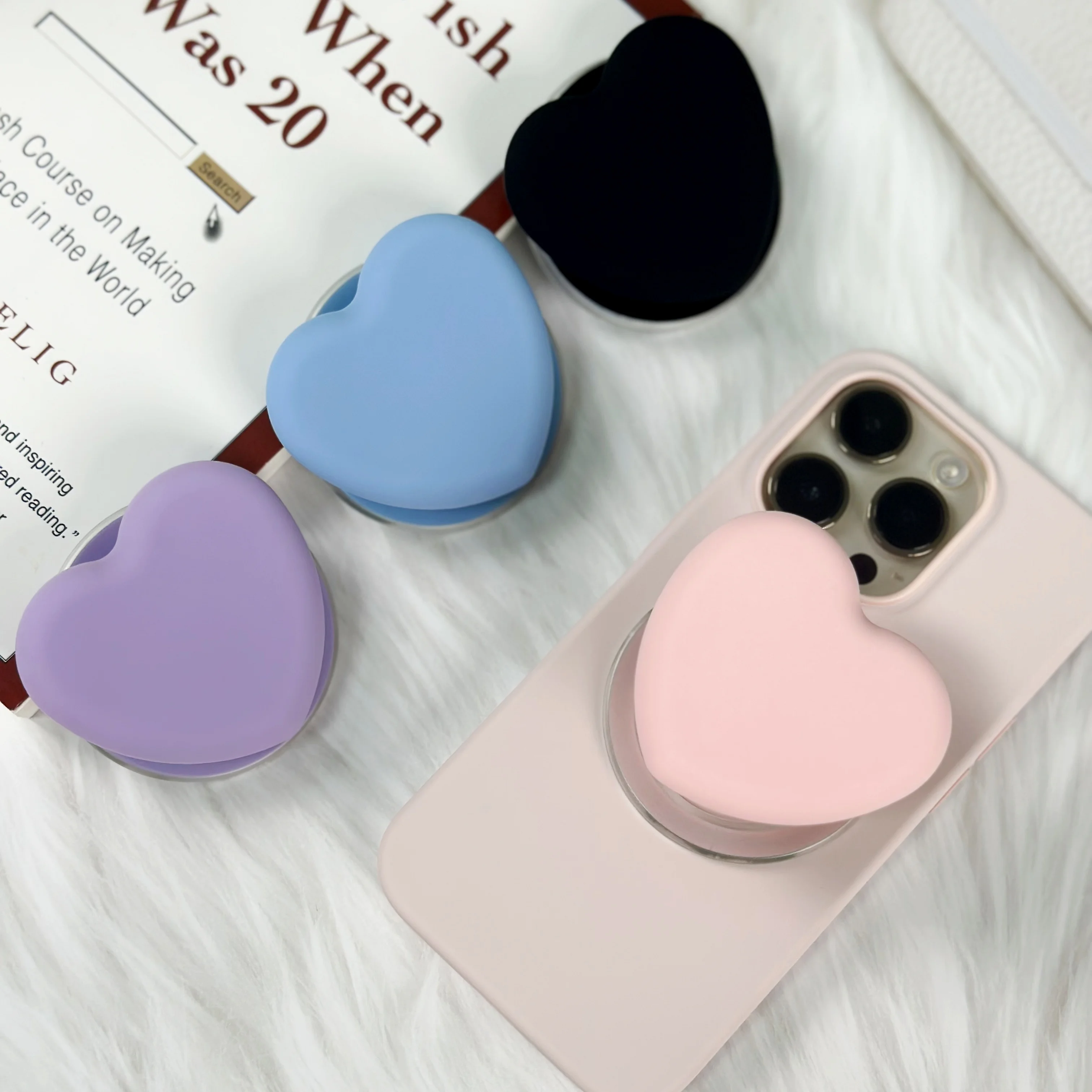 

Magnetic Phone Holder For IPhone 15/14/13/12 Series MagSafe Grip Stand Silicone Heart P-Socket Pop