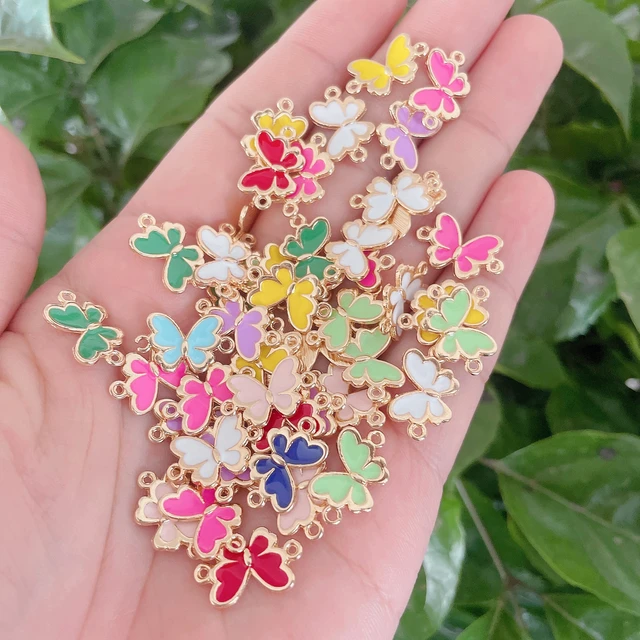 30pcs Enamel Colorful Cute Small Butterfly Alloy Charms For Making