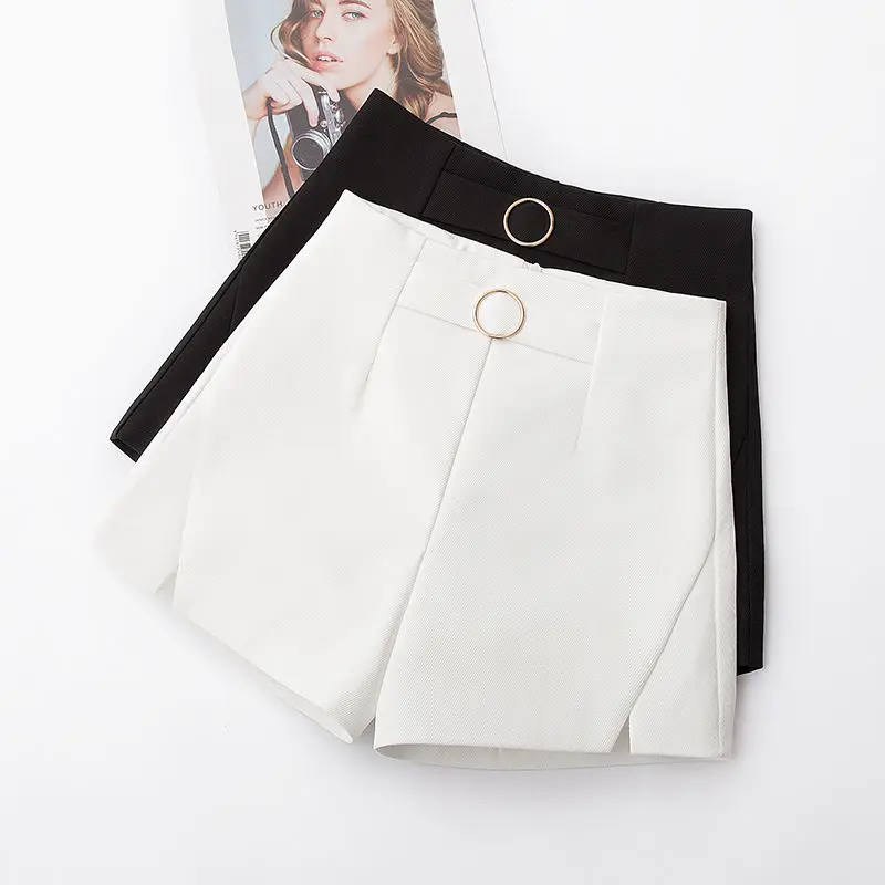 Korean Fashion Women Loose Shorts Office Lady Summer High Waist Streetwear Pretty Chic Solid All-match Casual Short Suit Pants